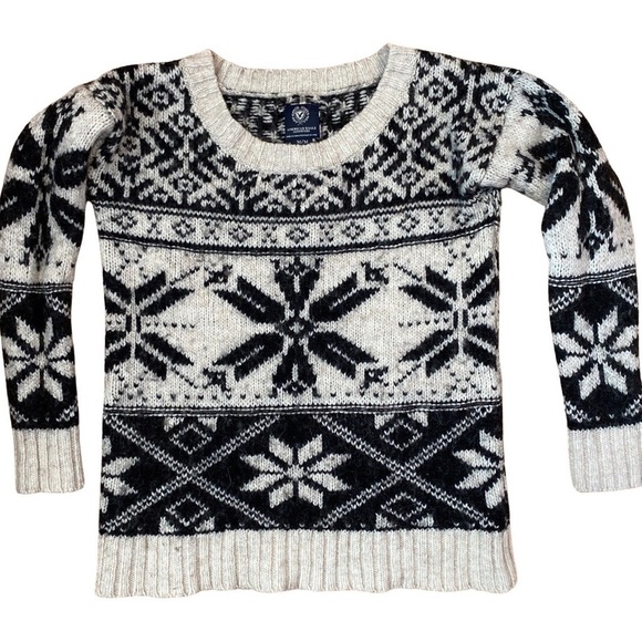 American Eagle Nordic Fair Isle Snowflake Wool Alpaca Sweater Size Medium - Picture 8 of 8